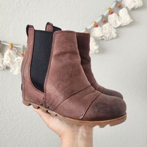 Sorel Lea Wedge 2 Leather In Redwood Distress Waterproof Casual Boho Comfort 8